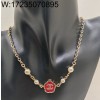 AGG 샤넬 레드 플라워 CC로고 펜던트 목걸이