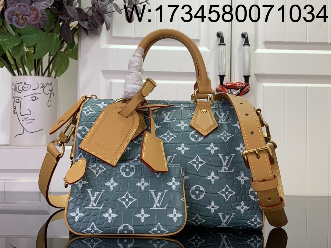 [88factory] 루이비통 P9 스피디 반둘리에 25 M24443 25*15*15cm 악어무늬 흑녹색