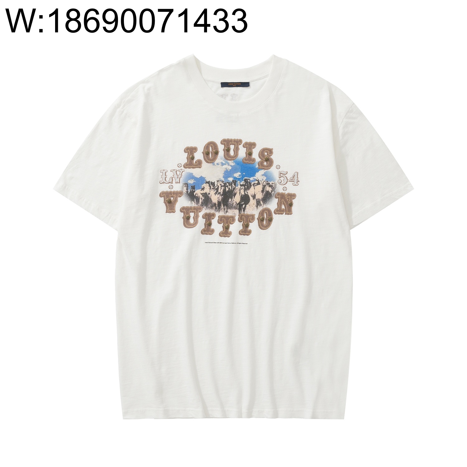 [흰] 루이비통 모노그램 말 패턴 LV 54 반팔티 화이트