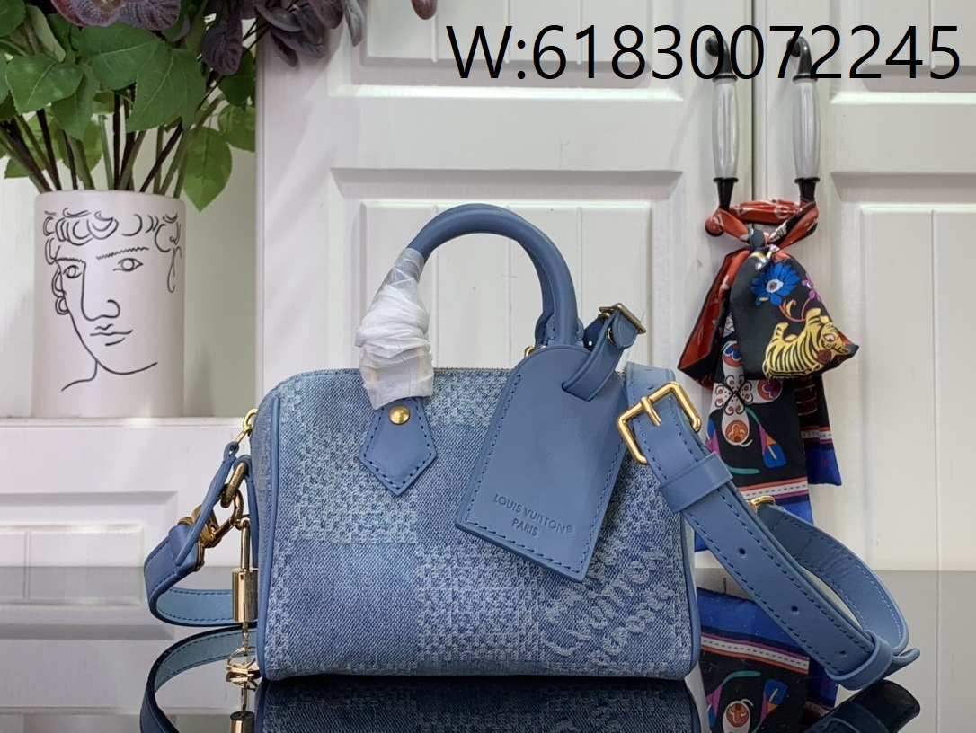 [88factory] 루이비통 스피디 18 반둘리에 N00208 12*10*18cm 데님 블루
