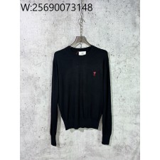 [사슬공장] 아미 FW23 레드 로고 자수 니트 블랙