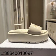 [QR5009] 디올 D-Lane 통굽 슬리퍼 화이트 4cm