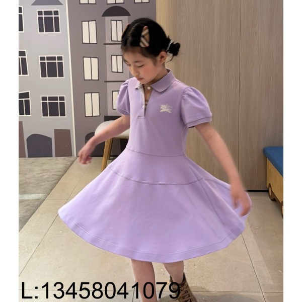 [AC아동복] 버버리 승마 자수 카라 원피스 연퍼플