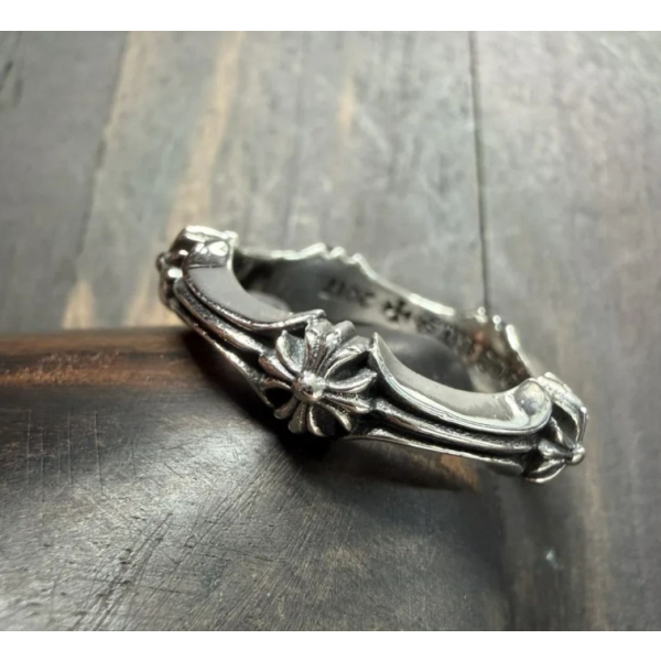 Chrome Hearts 크롬하츠 십자 플라워 피쉬본 925실버 반지